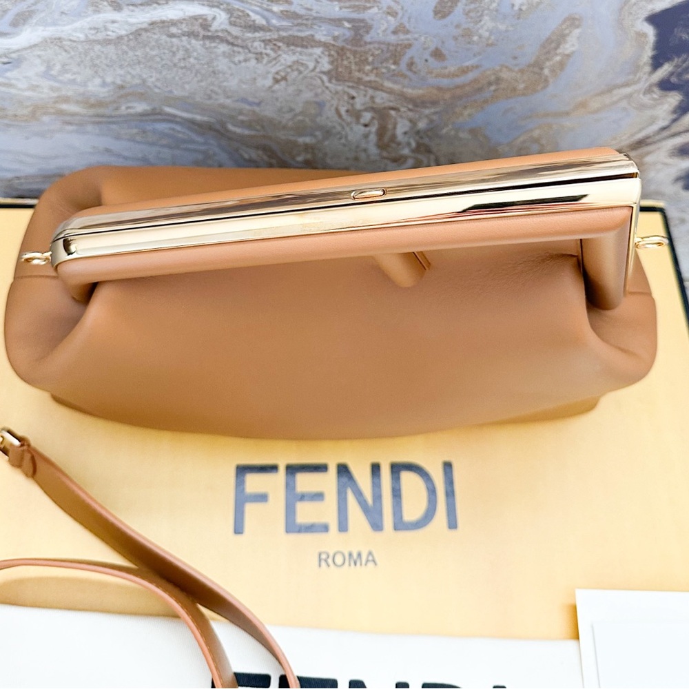 Fendi Shiny Nappa Medium Fendi First Caramello Clutch Bag - Picture 2 of 16